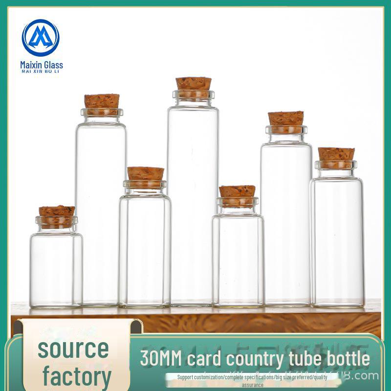 Frasco de Tubo de Vidro com Rolha de Cortiça de 30mm - para Doces, Cápsulas, Chá ou Flores