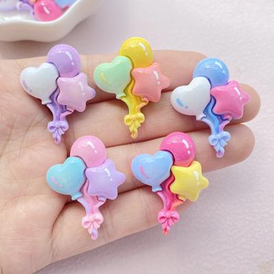 Neu Niedlich Harz Cartoon Herzförmig, Sternförmig Ballon Serie Flache Rückseite Scrapbooking DIY Schmuck Handwerk Dekoration