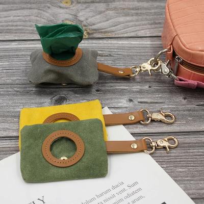 Pet Dog Poop Bag Holder Leash Canvas Adjustable Mini Travel Garbage Bag Dogs Waste Poop Bags Dispenser Cleaning Portable Tools