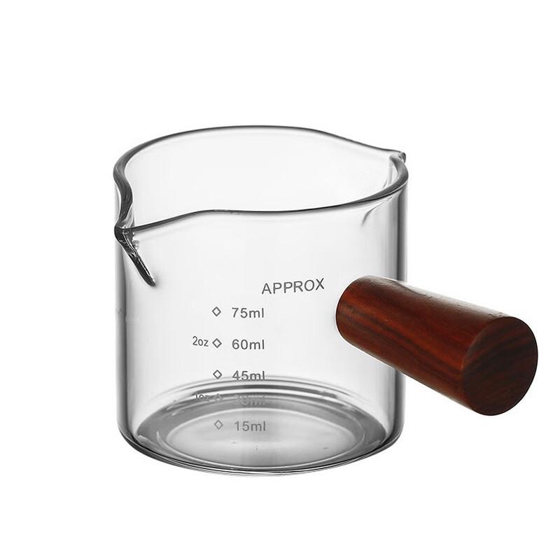 Heat-Resistant Glass Milk Frothing Pitcher with Wooden Handle