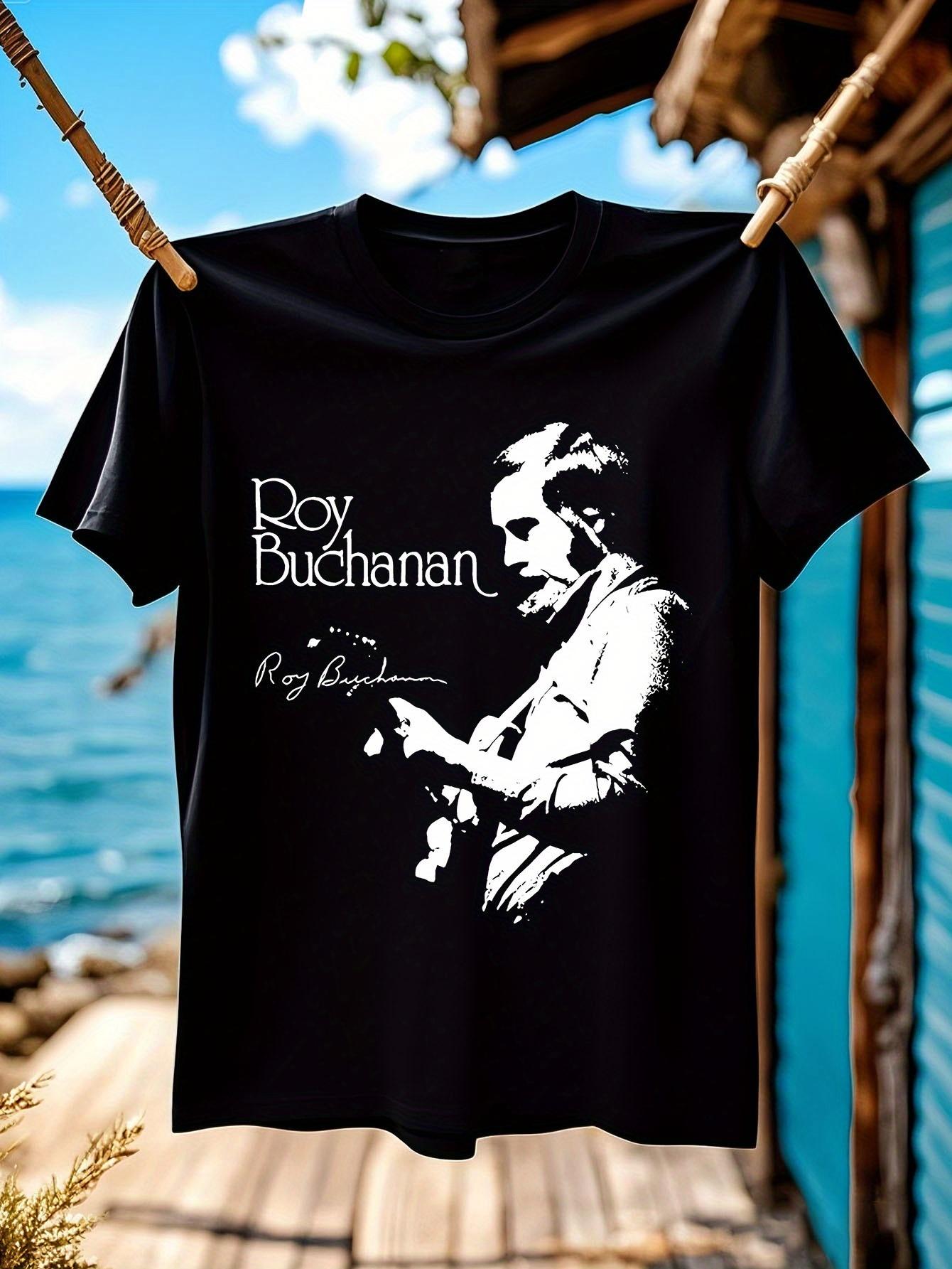 MenS Roy Buchanan Signature Guitar Player Graphic TShirt  Vintage Blues Music Tee Plus Size Big  Tall Casual Round Neck Sh M