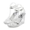 Fashion transparent women's sandals summer cool stiletto style lacquered buckle women's flat bottom comfortable