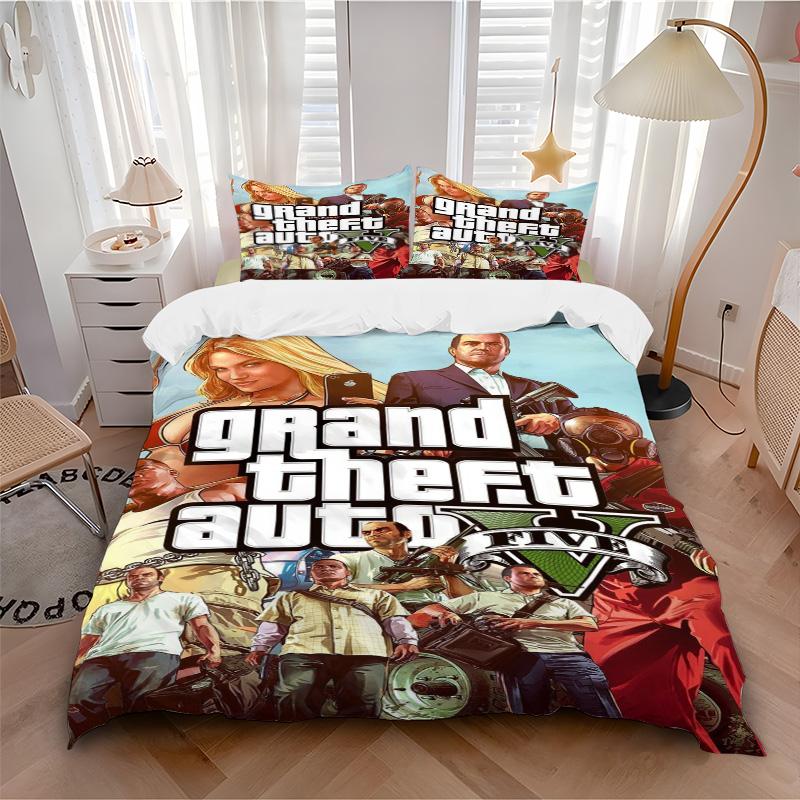 Gta V Cover Bedding 3 Piece Set Hd Print Duvet Cover Pillowcases For Teens Adult Bedroom Decoration Christmas Gift C9211662