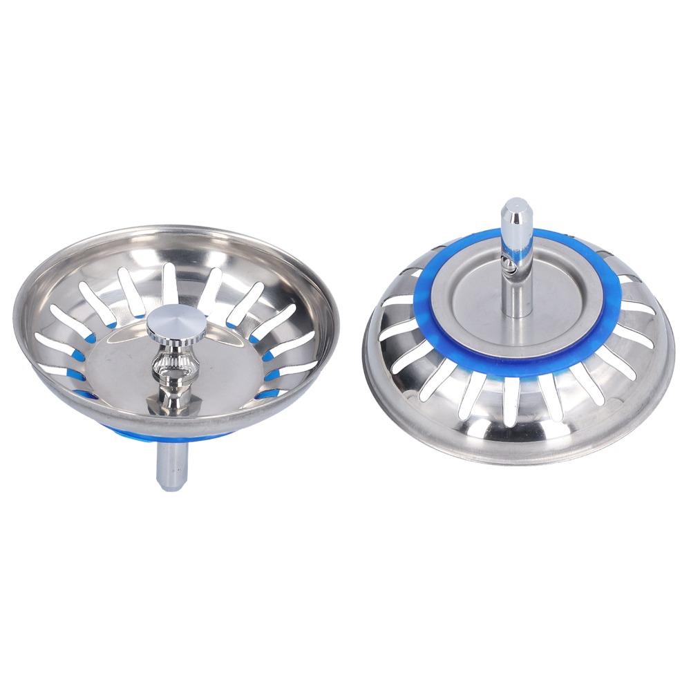 2 Pack Anti Clog Kitchen Sink Strainer 304 Stainless Steel Drain Plug Basket Rod Standard Drain