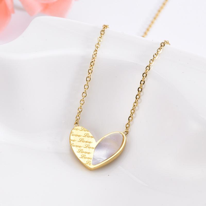 Korean Style Pearl Pendant Necklace with Camellia Shell Inlay - Simple Titanium Steel, Light Luxury Design