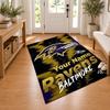 Baltimore Ravens Custom Name Personalized Rug Non‑Slip Doormat Floor Carpet Housewarming Birthday Gift for Family Friends