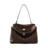 New European and American Retro Shoulder Bag with Luxurious Matte Velvet Cowhide Tote Bag Temperament