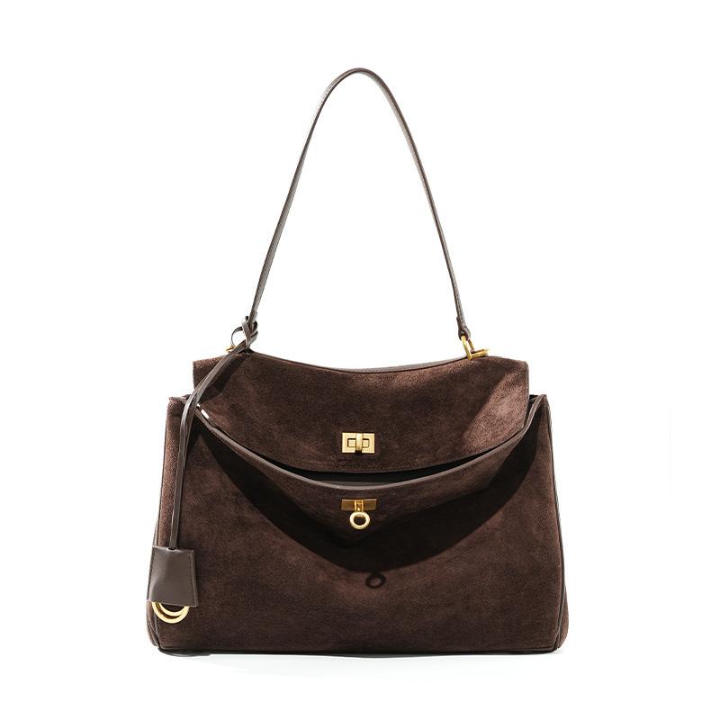 Women s Genuine Leather Rodeo Bag Vintage Luxury Frosted Cowhide Tote 2026 New Commuter Shoulder Handbag темно-коричневого