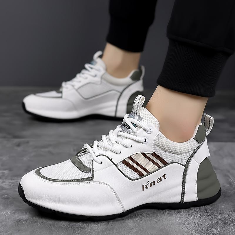 

Fashion Men Luxury Sneakers Sports Shoes Genuine Leather Cowhide Chunky Casual Comfortable Breathable Trend Designed Personality Shoes 38 белый