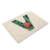 30x45cm Alphabet Letters Linen Kitchen Placemat Botanical Plant Green Tropical Leaves Dining Table Mats Coaster Pad