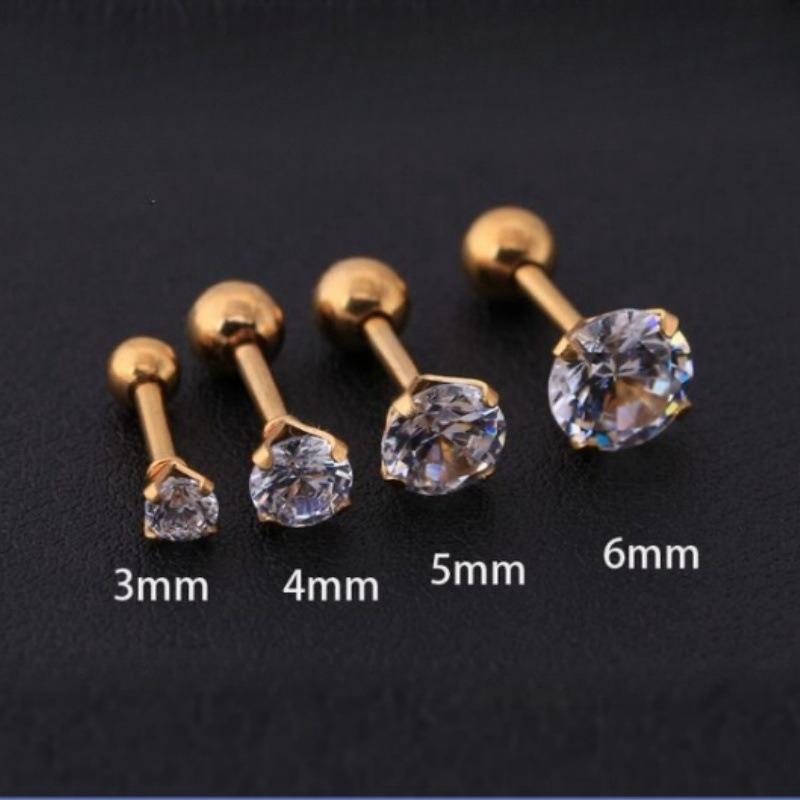 Titanium Steel Zircon Ear Studs Korean Girls Men's Diamond Earrings Fashion Ear Bone Studs