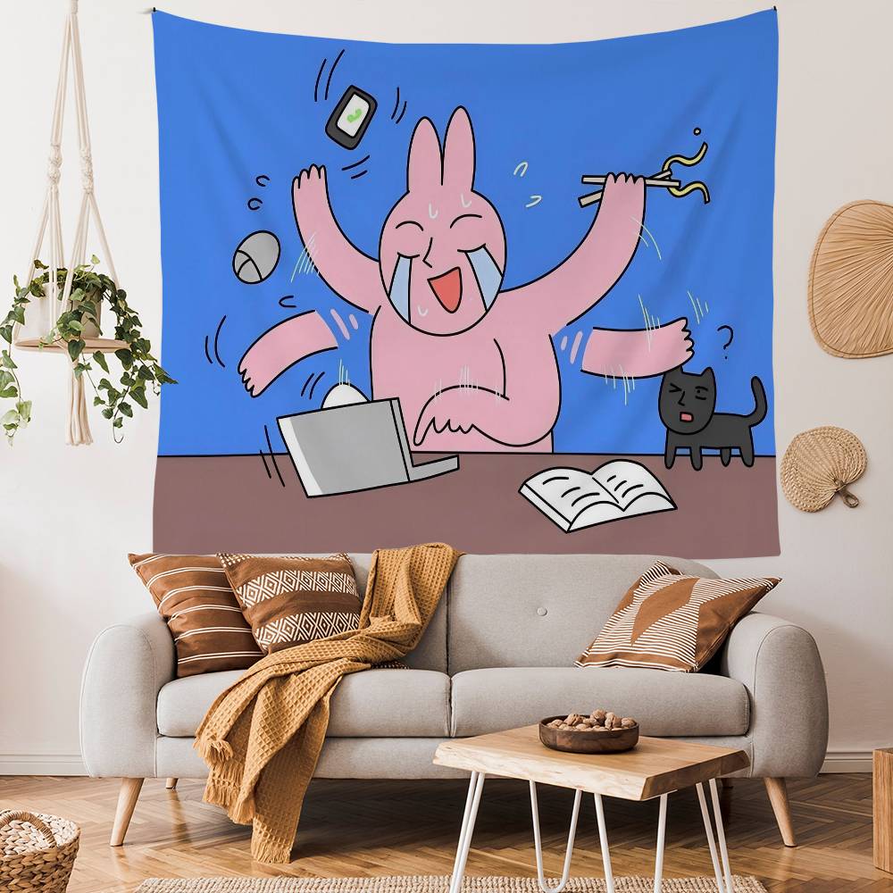 My FFriend Pink Rabbit Funny DIY Wall Tapestry Hanging Tarot Hippie Wall Rugs Dorm INS Home Decor