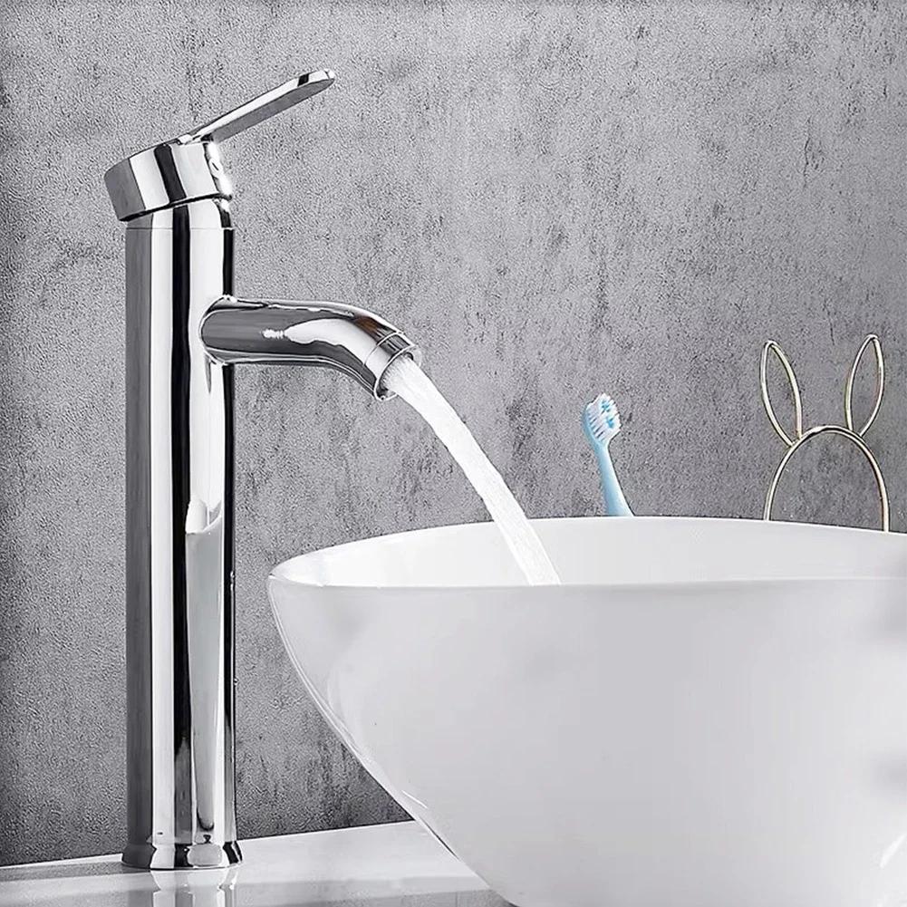 Bathroom Basin Faucet With 60CM Hoses Hot Cold Mixer Tap Deck Mounted Stainless Steel Bathroom Washbasin Sink Bathtub Faucet