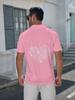 Valentine'S Day Print - Men'S Short Sleeve POLO Shirt, Flat Digital Print Pattern - Untextured Pink Background Shiny Hearts, Fashionable And Easy