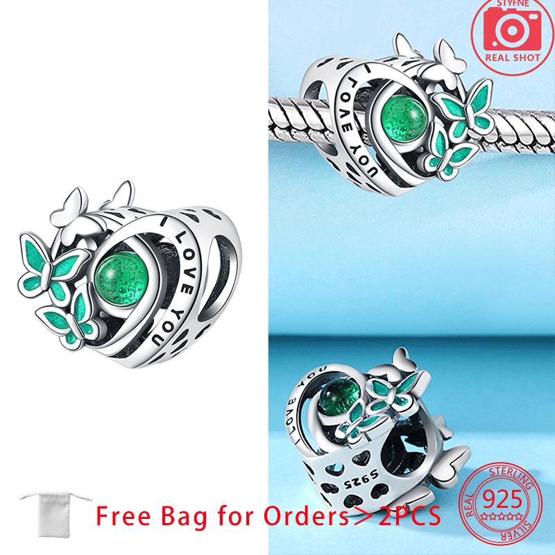 Original Charms Copper Blue Butterfly Butterfly Series Beads Pendant Fit Diy Bracelet Jewelry For Women Fine Gift Accessory