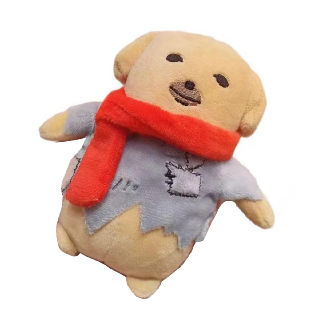 Lovely Korean Styles Scarf Dog Plush Pendant Toy Keychain Soft Stuffed Animal for Kids and Adult Backpack Decoration