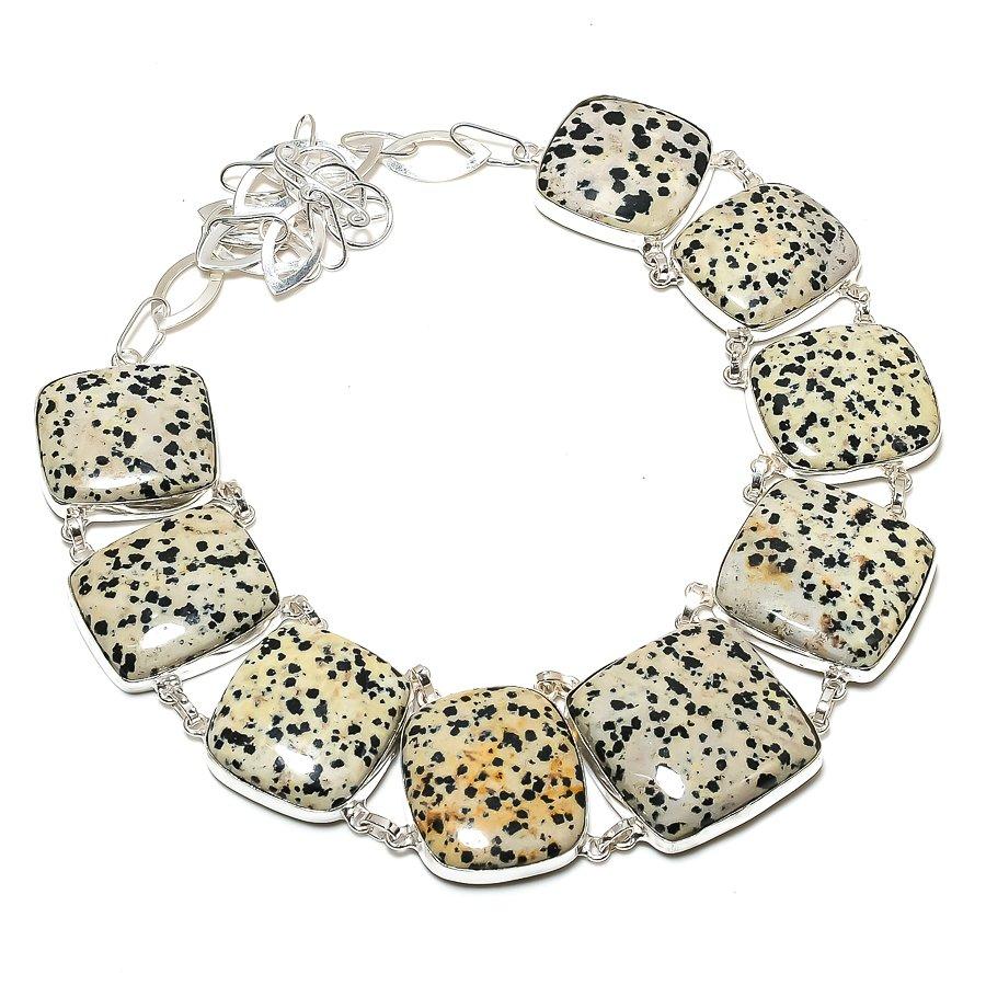 Natural Natural Dalmatian Jasper Necklace 18 Inch Adjustable Chain Jewelry Gift