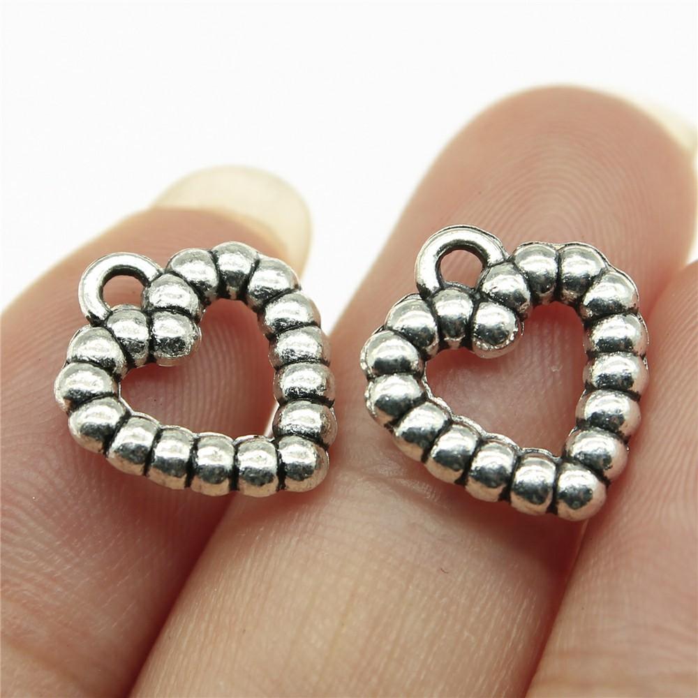 20pcs Hearts Charms Antique Silver Color Small Heart Charms Jewelry DIY Heart Charms For Bracelet Making