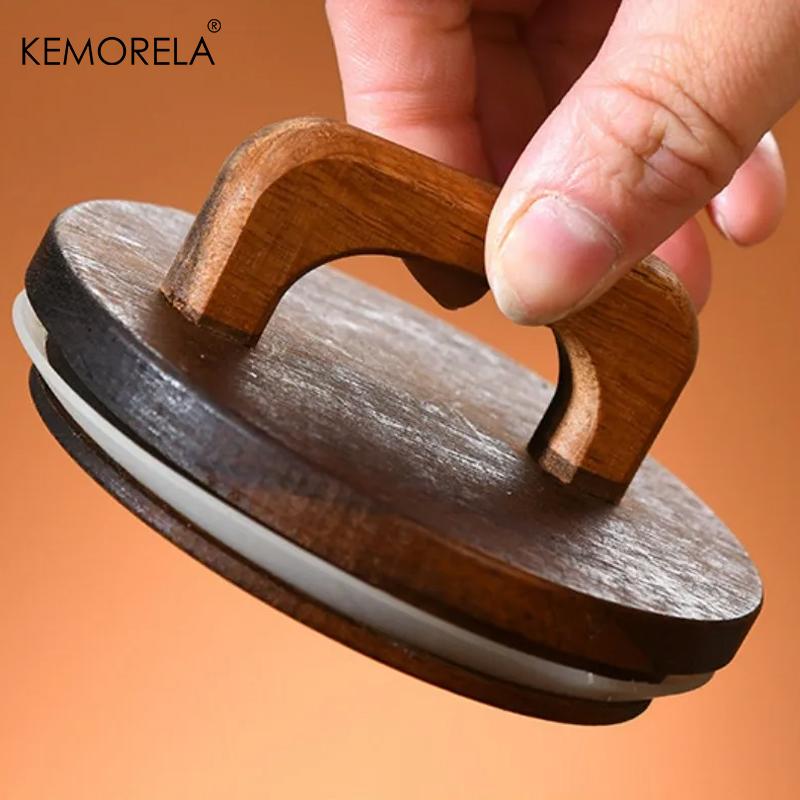 Wood Lid Glass Jar Airtight Canister Food Container Tea Coffee Beans Kitchen Storage Bottles Jar Sealed Grounds Candy Jar