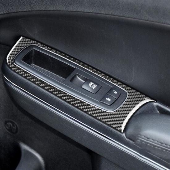 Real Carbon Fiber Interior Window Lift Switch Panel Trim For Dodge Charger 11-14