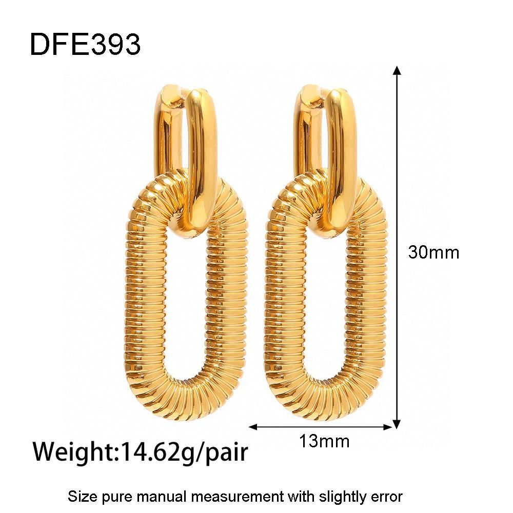 Ins Stainless Steel Oval Geometric Design Sense Niche Earrings Women's Plated 18k Gold Fashion Gold Earrings