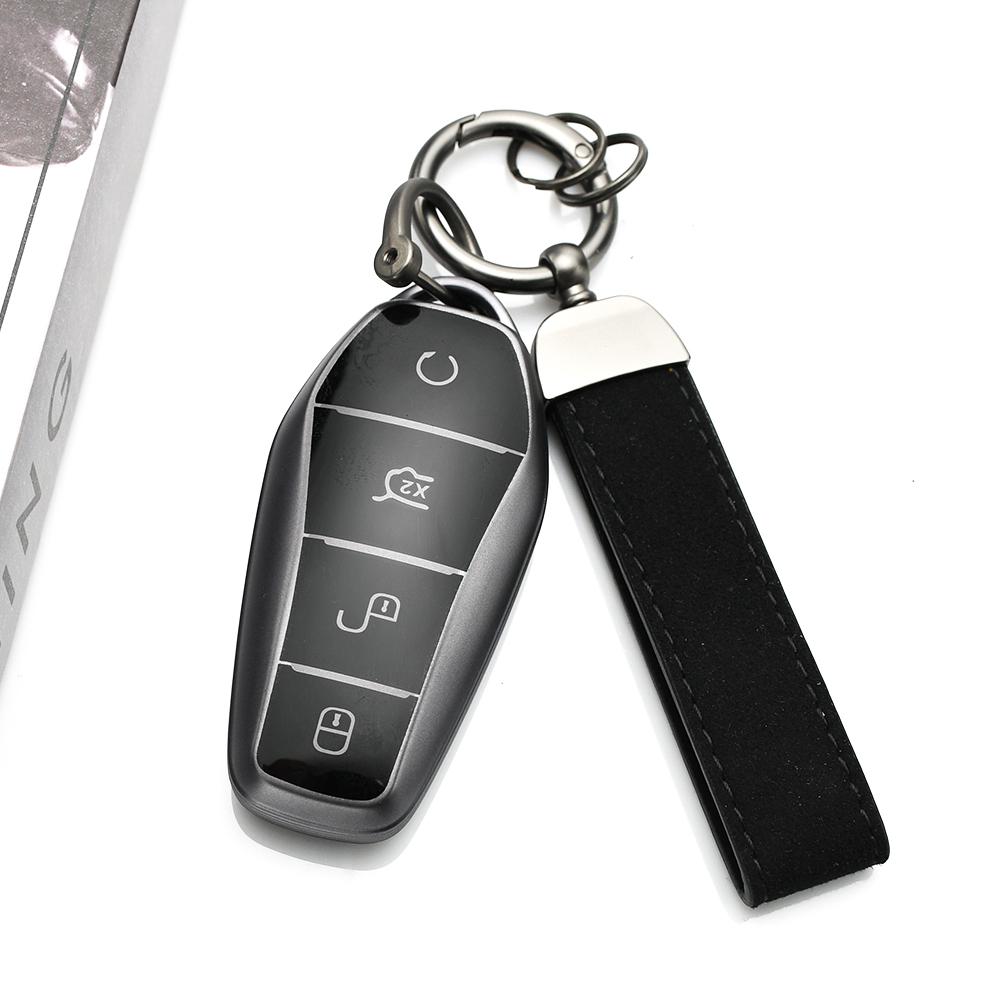 4 Buttons Gun Grey Tpu Car Key Case Shell Fob For Byd Atto 3 Han Ev Dolphin Remote Control Protect Cover Auto Accessories