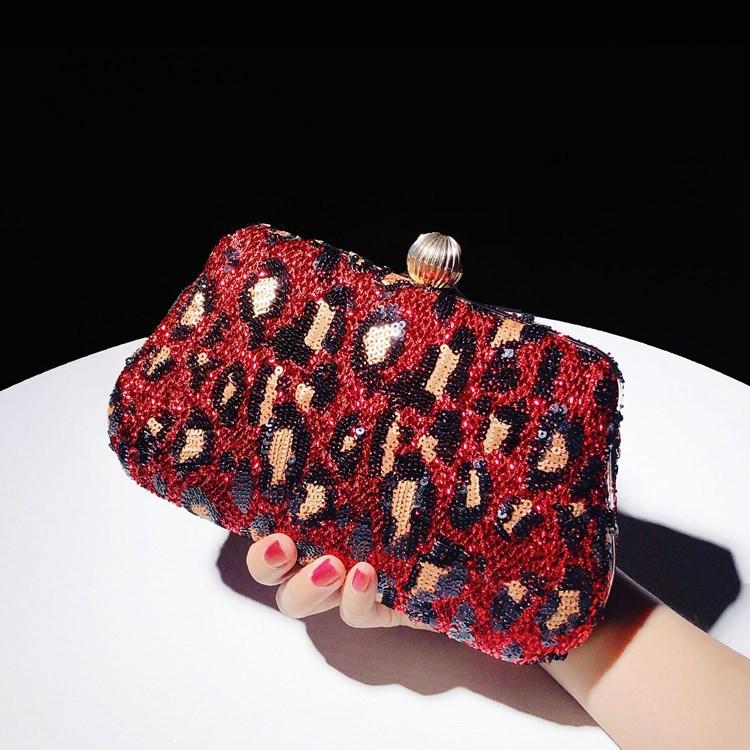 2024 Stilvolle Damen Abendtasche Luxuriöse Bestickte Pailletten Handtasche mit Oberem Griff Umhängetasche Leopardenmuster Clutch Tasche Edle Tote Tasche