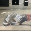 Fashion Eilyken Summer Open Toe Platform Wedges Slippers Women Designer Pleated Thick Bottom Heels Slide Ladies Shoes Zapatos De Mujer