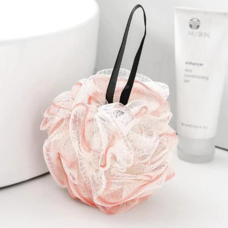 Luxurious Skin Care Bath Sponge Shower Ball - Super Soft, Exfoliating, Rich Lathering Poof with Hanging Loop for Easy Storage