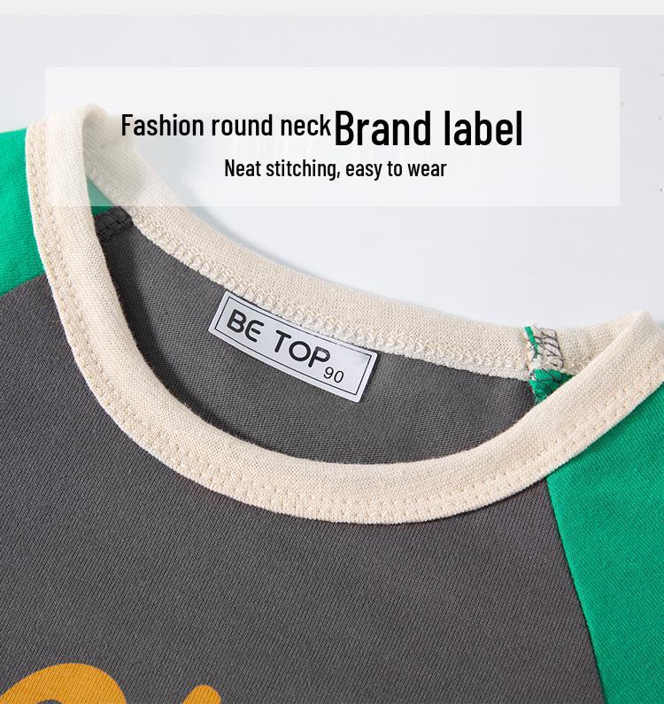 Дитяча бавовняна футболка в корейському стилі для хлопчиків - Мультяшний принт, З довгим рукавом, Ідеальна для весни та осені