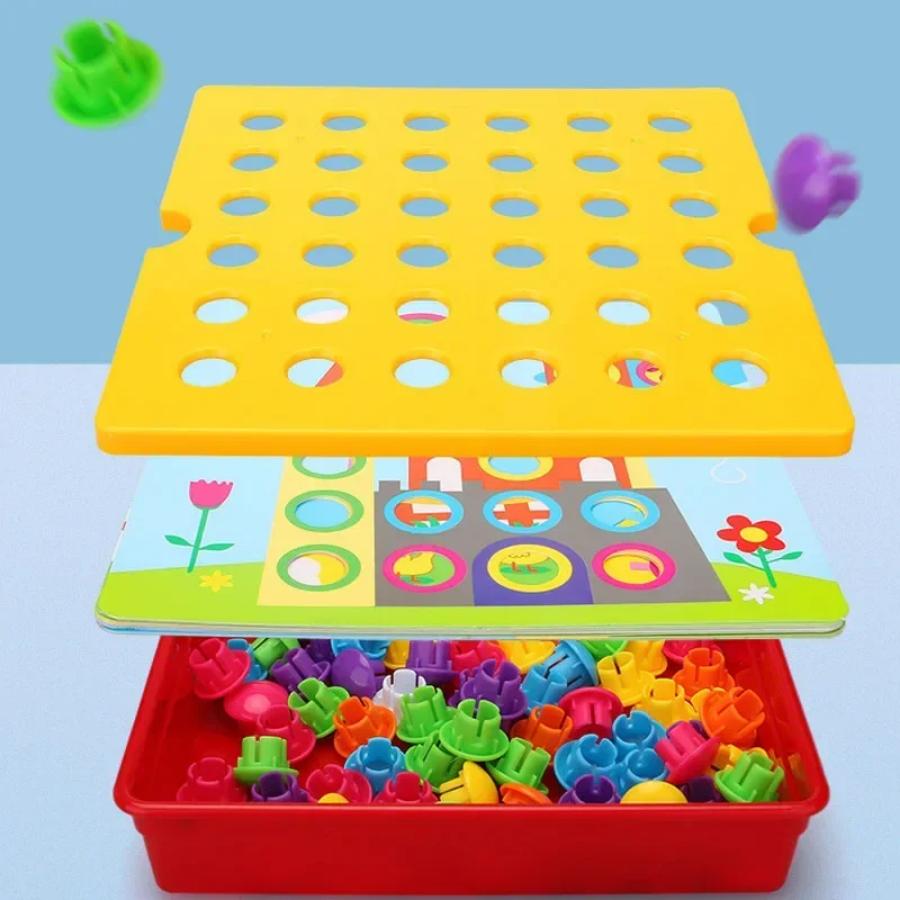 Children Toys Mushroom Nail Beads Intelligent 3D Puzzle Games Jigsaw Board for Children Educational Toys