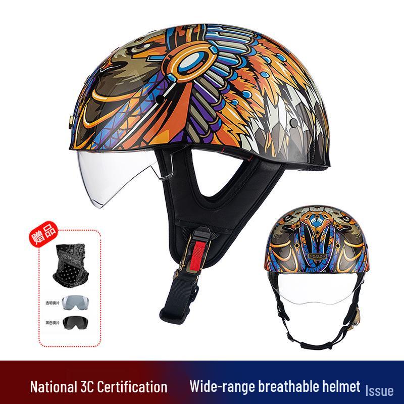 Retro Summer Breathable Motorcycle Half Helmet