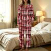 Women's Christmas Print Set, Long Sleeve Top and Long Pants Casual Fashion