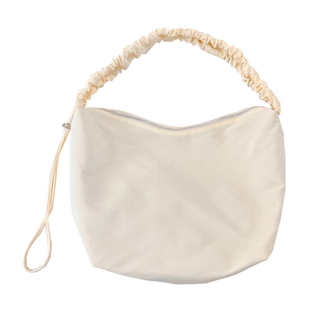 Women Dumpling Bag with Ruched Strap Casual Armpit Bag Solid Color Soft Large Capacity Girls Outdoor Leisure Bag