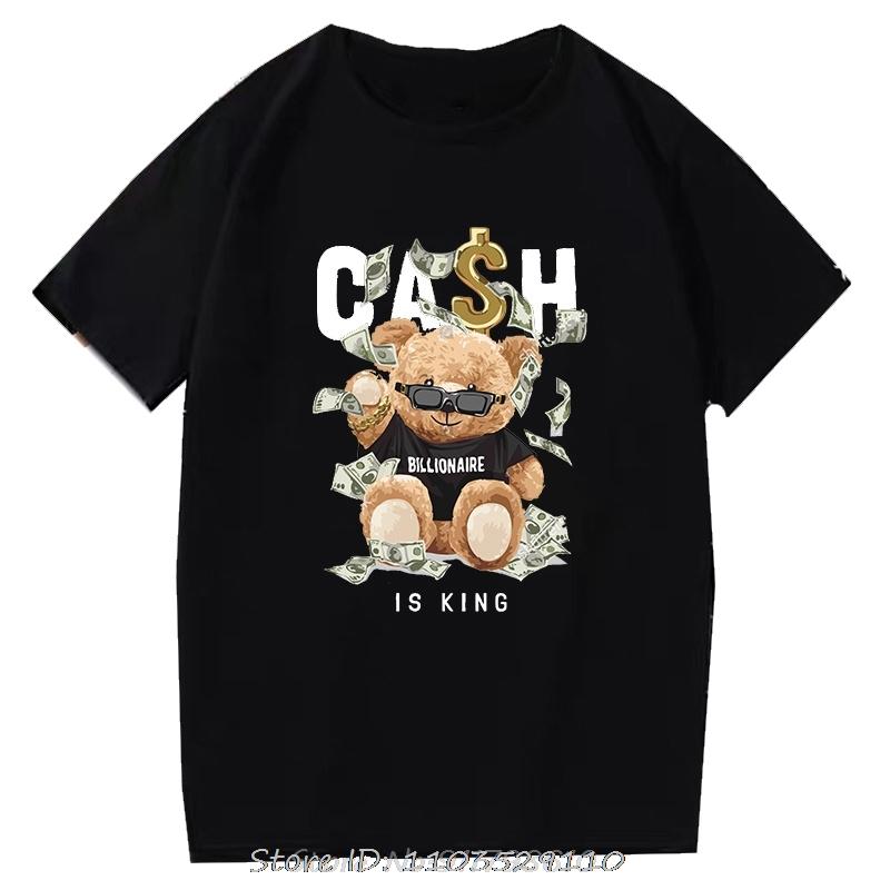 Teddy Bear Tshirt Cool Robotic Graphic Tops Harajuku Cartoon Streetwear Fitness Clothes Casual Fashion Tee Roupas Masculinas