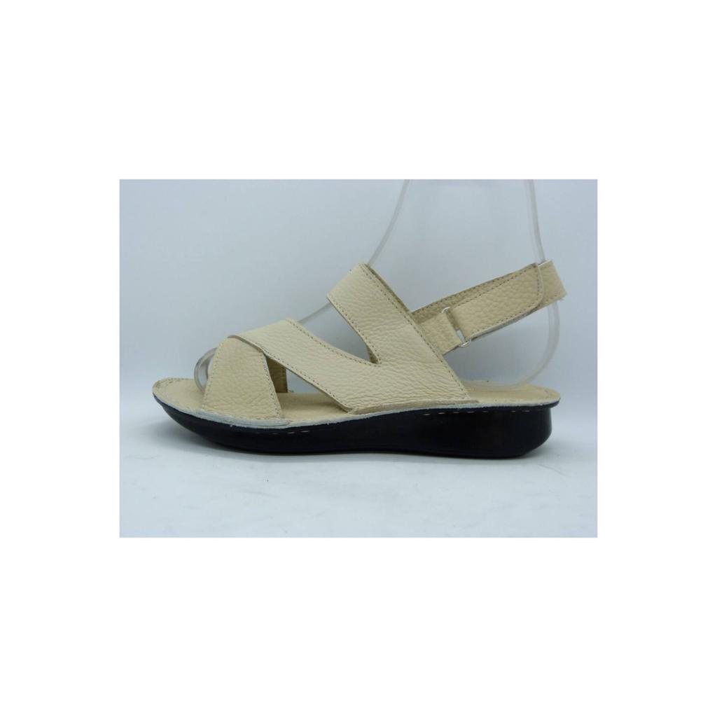 Women's Beige Leather Sandals New Summer Comfort Breathable Casual Quality Style Light Sandals