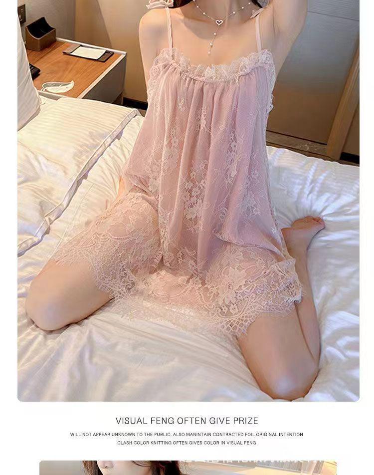 Sling Czyste Pragnienie Czarna Siateczka Duże Rozmiary Koronkowa Koszulka Nocna dla Kobiet