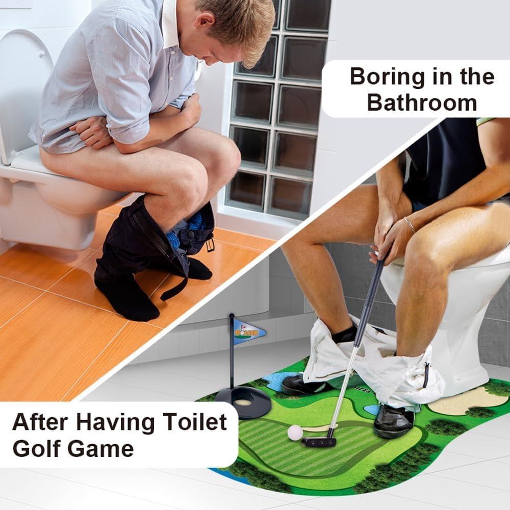 Toilet Golf Balls Game Set Mini Indoor Putting Green Toy Novelty Bathroom Golf Gag Gift for Dad Boyfriend White Elephant Gifts