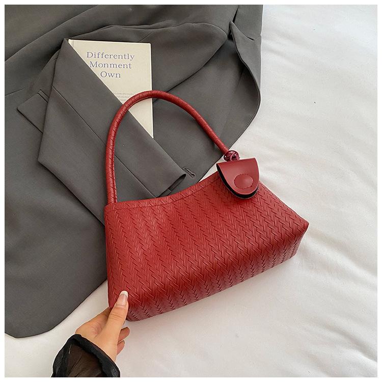 2025 Summer New French Oblique Span Bag Trendy Hand Bag Fashion Woven Shoulder Underarm Baguette Mother Bag Women