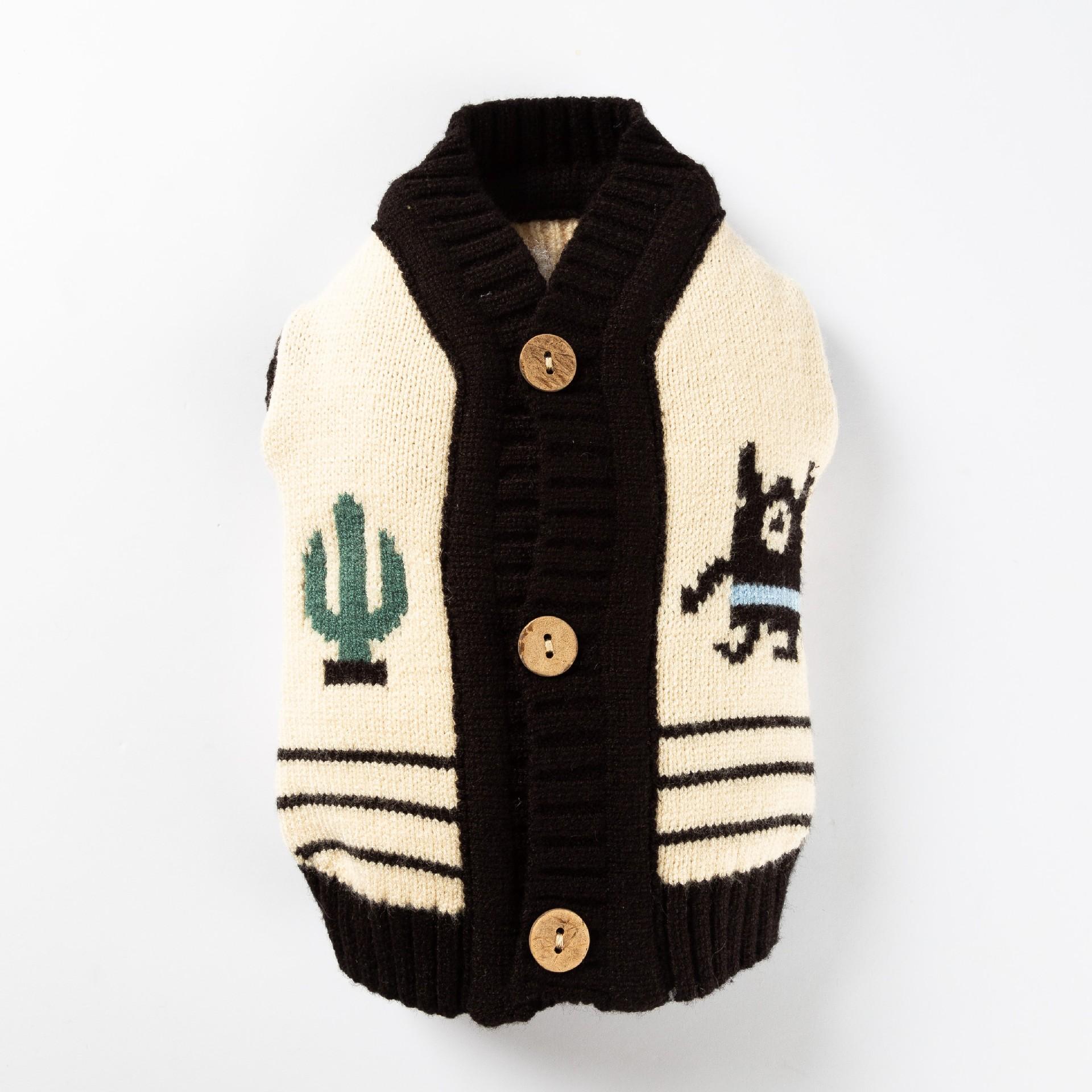 

Pet Clothes Dog Clothes Knitted Sweater Black and White Striped Puppy XL (recommended weight 14-9kg)