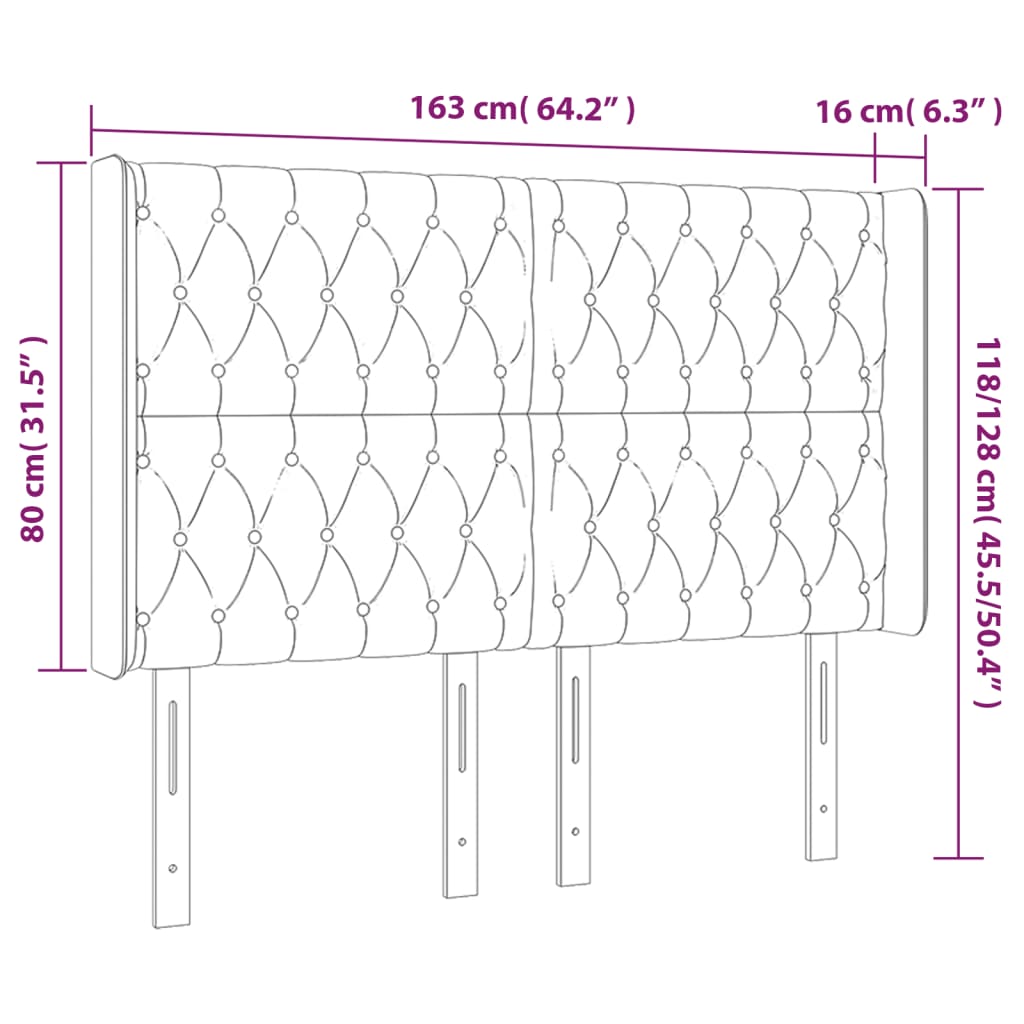 Vidaxl Zagłówek Do Łóżka Z Led, Kremowy, 163X16X118/128 Cm, Tkanina