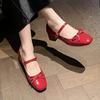 Fashion French Round Bow Coarse Single Order Shoes Women Autumn 2025 New Versatile Small Leather Shoes Shallow Mouth Mary Jane Shoes