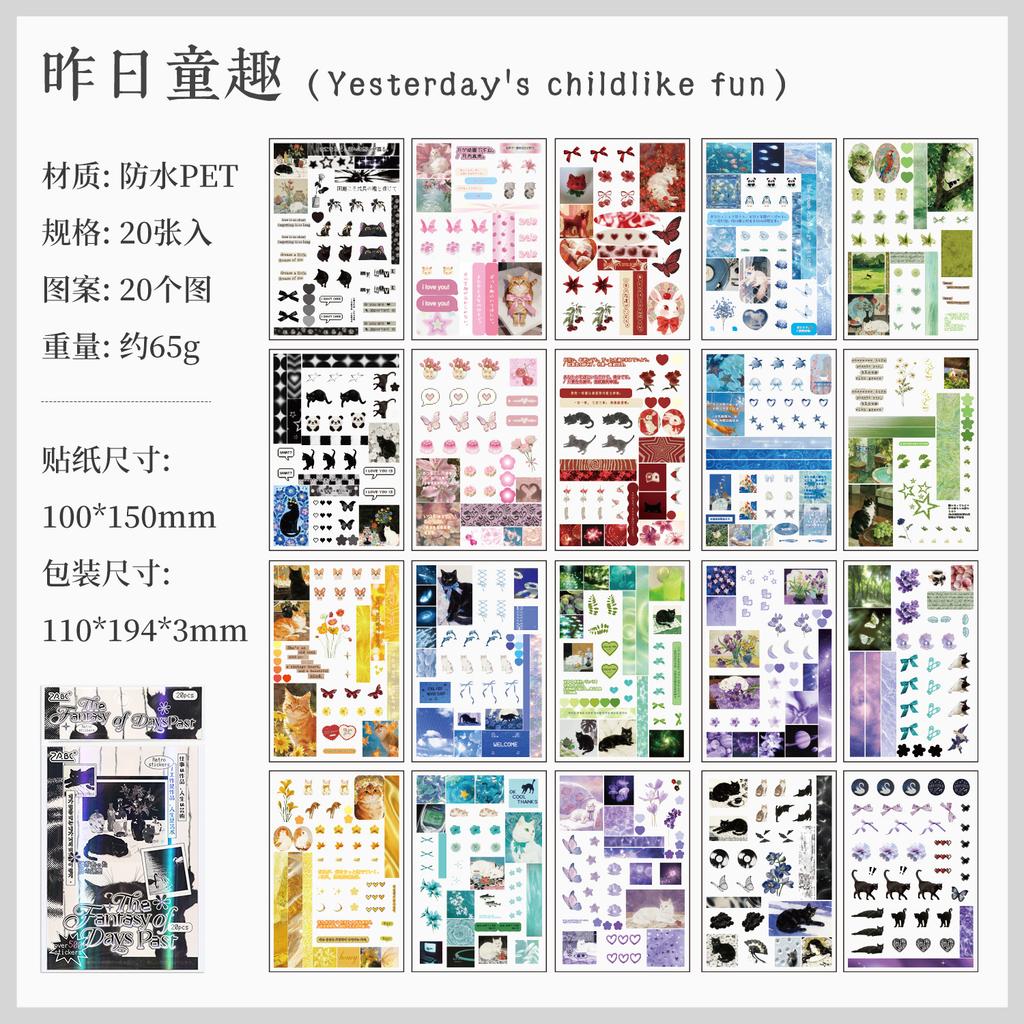 20 Sheets Vintage Japanese Retro Style Sticker Book, Nostalgic Showa Texture, Journal Diary Decor Material