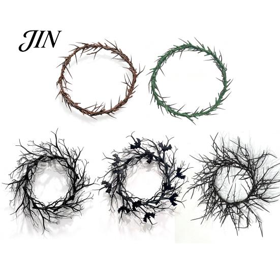 Halloween Party Decor Thorns Wreath, Realistic Spiked Branches, Horror Theme Decoration, Eerie Decoration Dead Branch Spooky for Haunted House Wreath