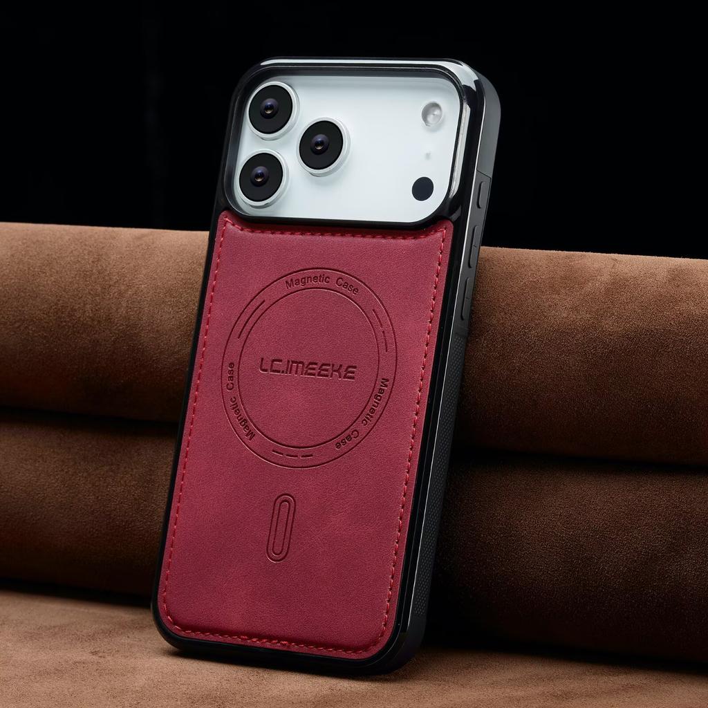 PU Leather Magnetic Phone Case for iPhone 17 16 15 14 13 11 17Pro Pro Max Plus Air 16E Mini MagSafe Wireless Charging Cover