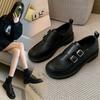 Low Heel Platform Small Leather Shoes  New Widened Large Size Women's Shoes  To  Winter