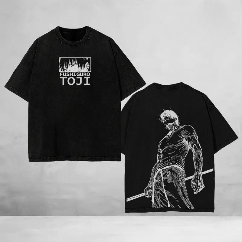 Anime Jujutsu Kaisen Fushiguro Toji Graphic T Shirt Men Women Casual Loose Clothing Cotton Tshirt Washed T-shirt Harajuku Tops