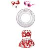 Bikini Porch Goose Outfits, Porch Goose Summer Outfits, Swimsuit with Hat Sunglasses & Swim Ring, Fit 23'' Lawn Goose Statue for Summer Outdoor Garden