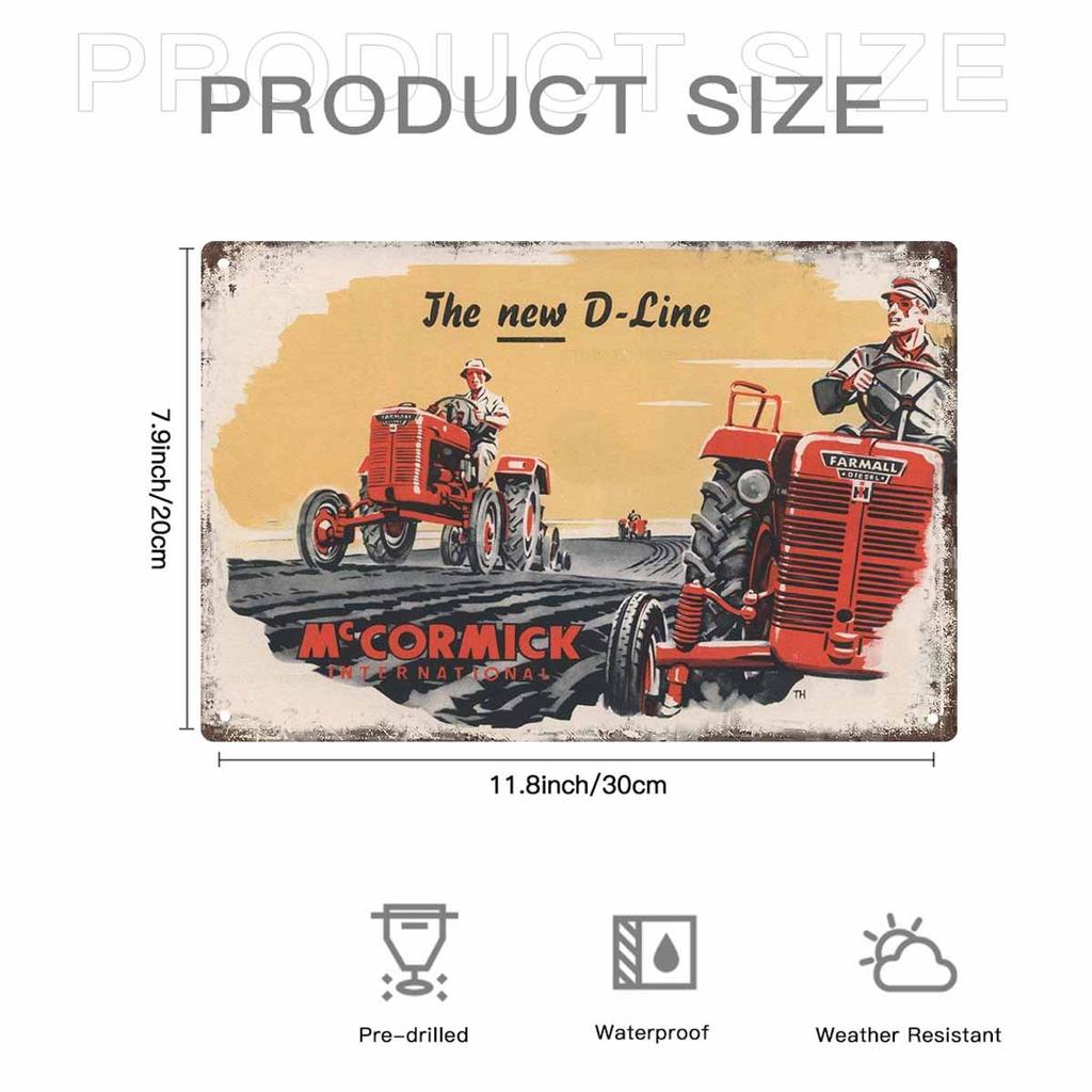 Vibrant Green Tractor Against a Backdrop of Rolling Hills Vintage Metal Wall Sign Decor Poster Frames Garage Living Room