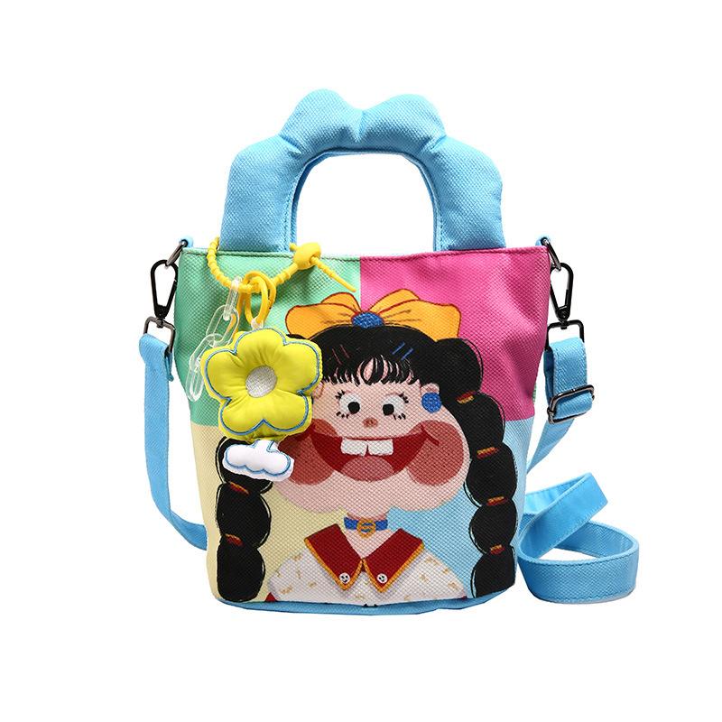 Illustration Design Graffiti Cloth Bag New Large Capacity Shoulder Bag Personality Funny Ugly Cute Bucket Bag Crossbody Bag Women's Bag